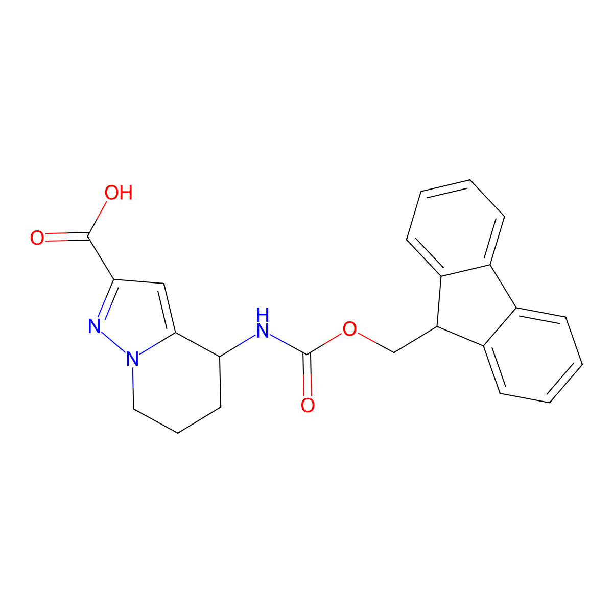 4-({[(9H-fluoren-9-yl)methoxy]carbonyl}amino)-4H,5H,6H,7H-pyrazolo[1,5-a]pyridine-2-carboxylic acid molecular structure, CAS 2138409-62-6