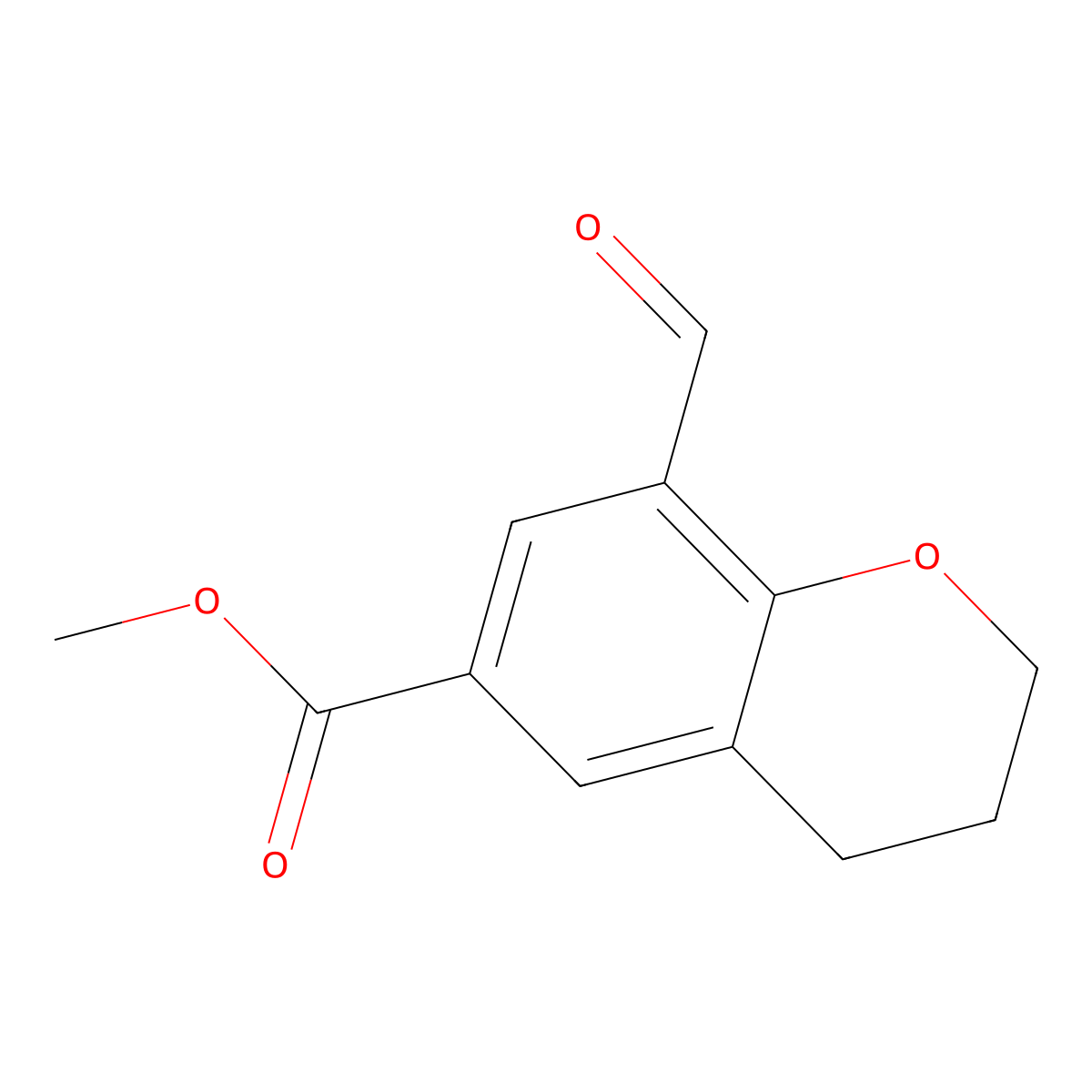 methyl 8-formyl-3,4-dihydro-2H-1-benzopyran-6-carboxylate molecular structure, CAS 2138409-80-8