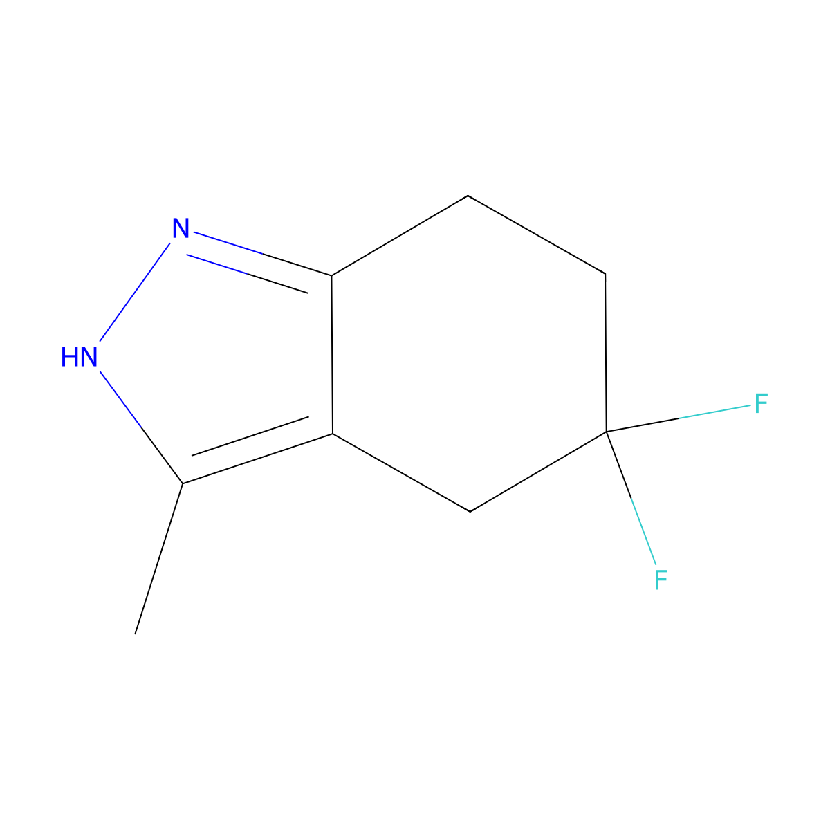 5,5-Difluoro-3-methyl-4,5,6,7-tetrahydro-2H-indazole molecular structure, CAS 2138410-00-9
