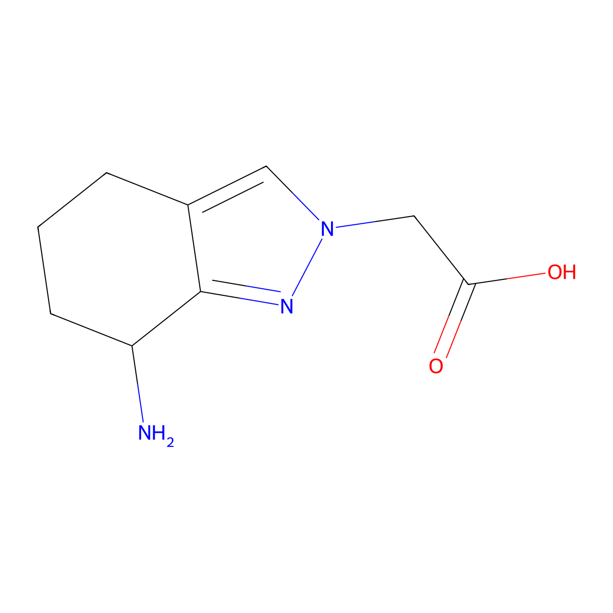 2-(7-amino-4,5,6,7-tetrahydro-2H-indazol-2-yl)acetic acid molecular structure, CAS 2138410-32-7