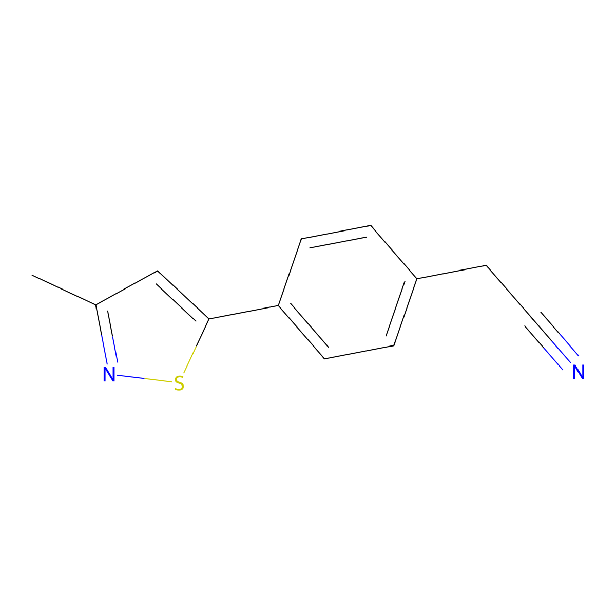 2-[4-(3-Methyl-1,2-thiazol-5-yl)phenyl]acetonitrile molecular structure, CAS 2138410-81-6