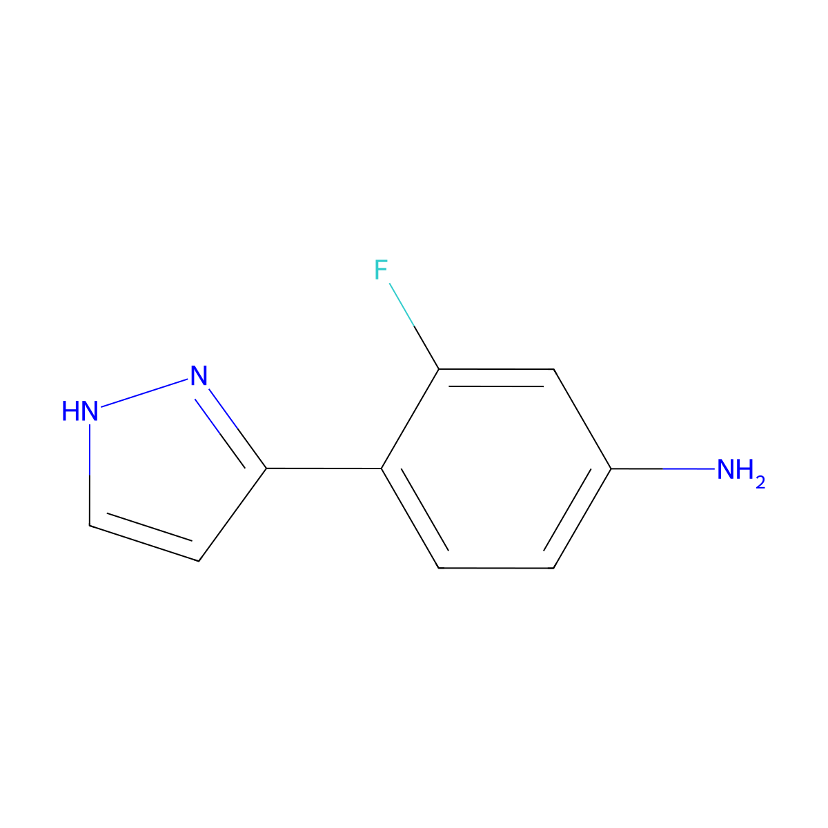 3-fluoro-4-(1H-pyrazol-3-yl)aniline molecular structure, CAS 2138413-03-1