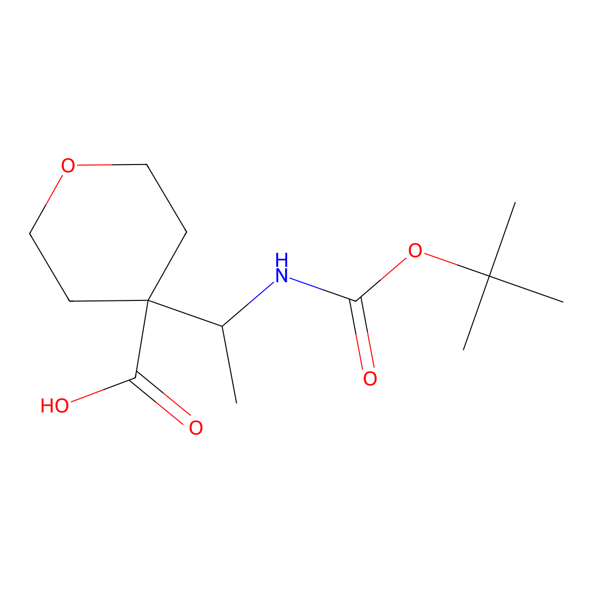 4-(1-{[(Tert-butoxy)carbonyl]amino}ethyl)oxane-4-carboxylic acid molecular structure, CAS 2138413-29-1