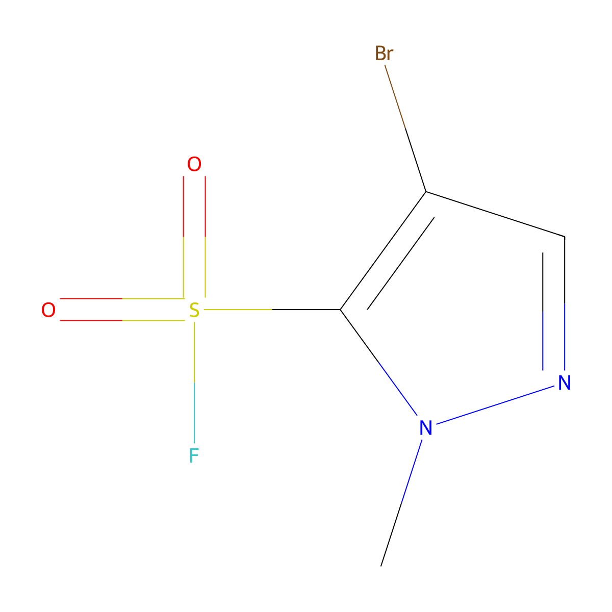 4-bromo-1-methyl-1H-pyrazole-5-sulfonylfluoride molecular structure, CAS 2138413-38-2