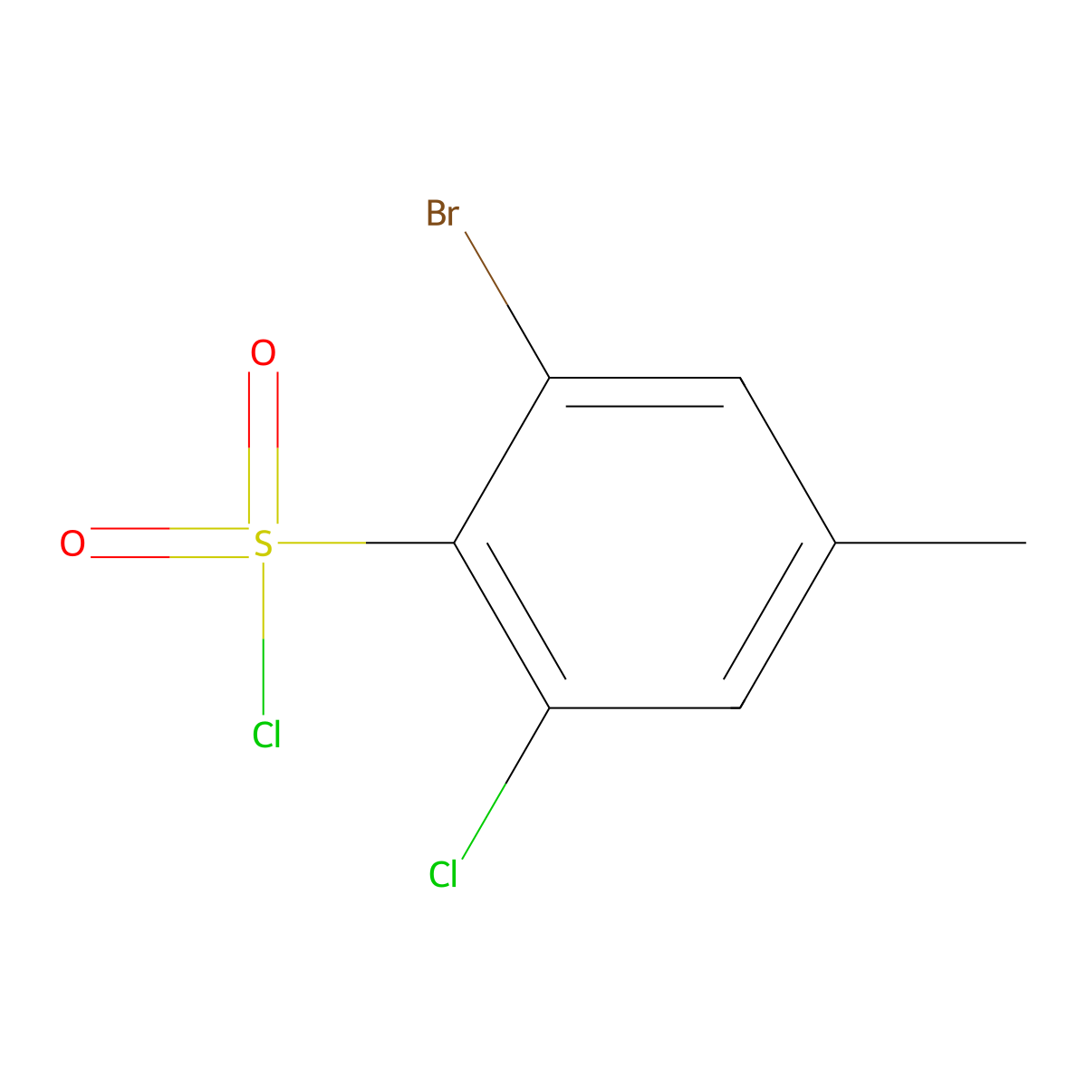 2-Bromo-6-chloro-4-methylbenzene-1-sulfonyl chloride molecular structure, CAS 2138414-57-8