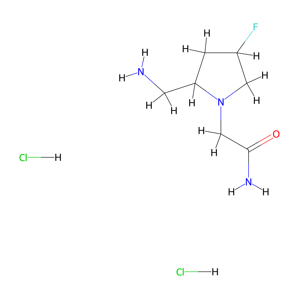 2-[2-(Aminomethyl)-4-fluoropyrrolidin-1-yl]acetamide dihydrochloride molecular structure, CAS 2138414-95-4