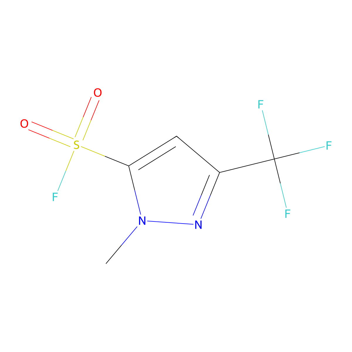 1-methyl-3-(trifluoromethyl)-1H-pyrazole-5-sulfonyl fluoride molecular structure, CAS 2138415-04-8