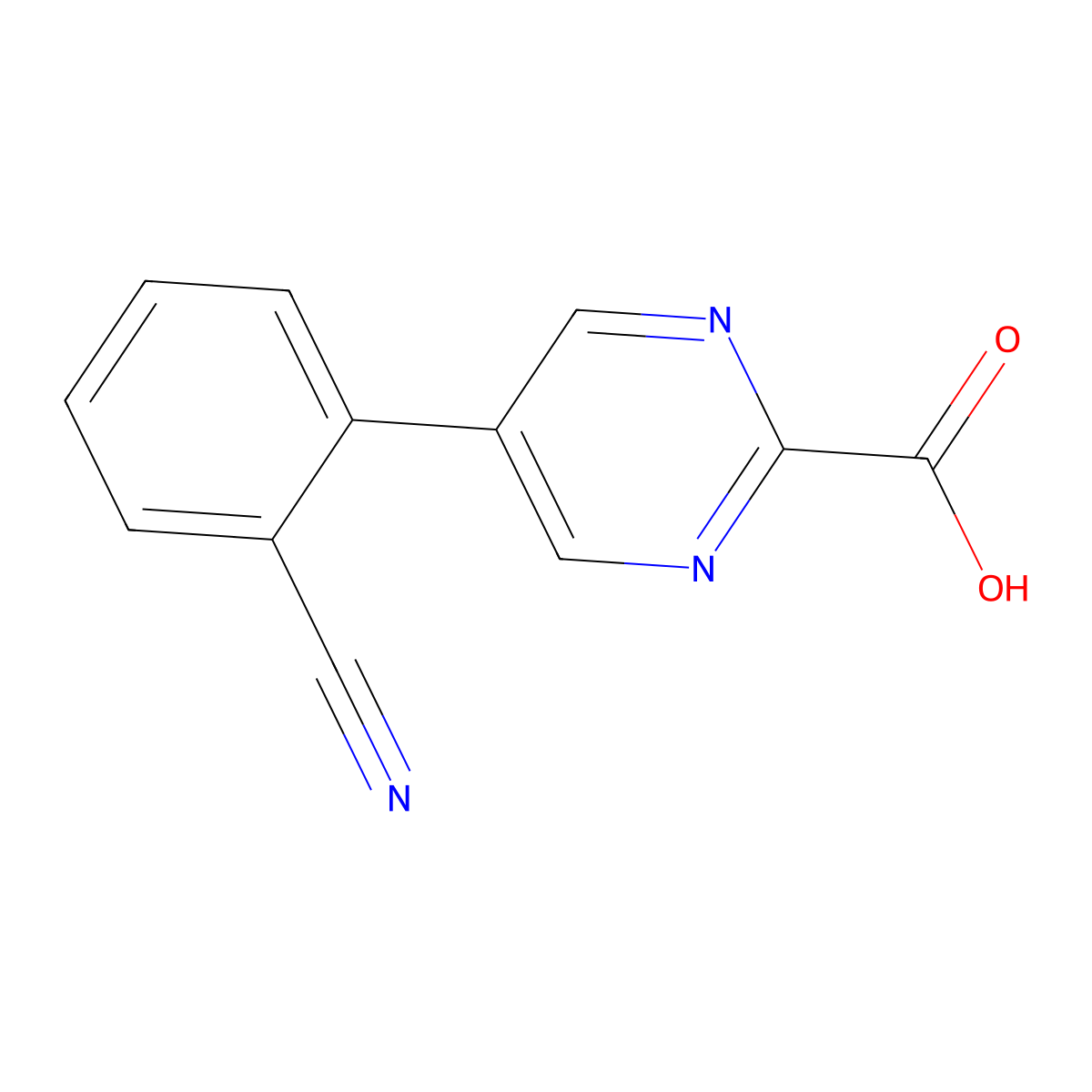 5-(2-Cyanophenyl)pyrimidine-2-carboxylic acid molecular structure, CAS 2138415-54-8