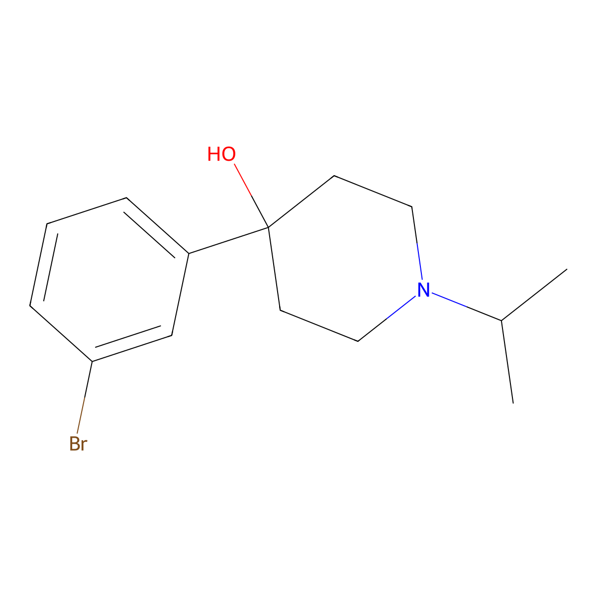 4-(3-Bromophenyl)-1-(propan-2-yl)piperidin-4-ol molecular structure, CAS 2138418-38-7