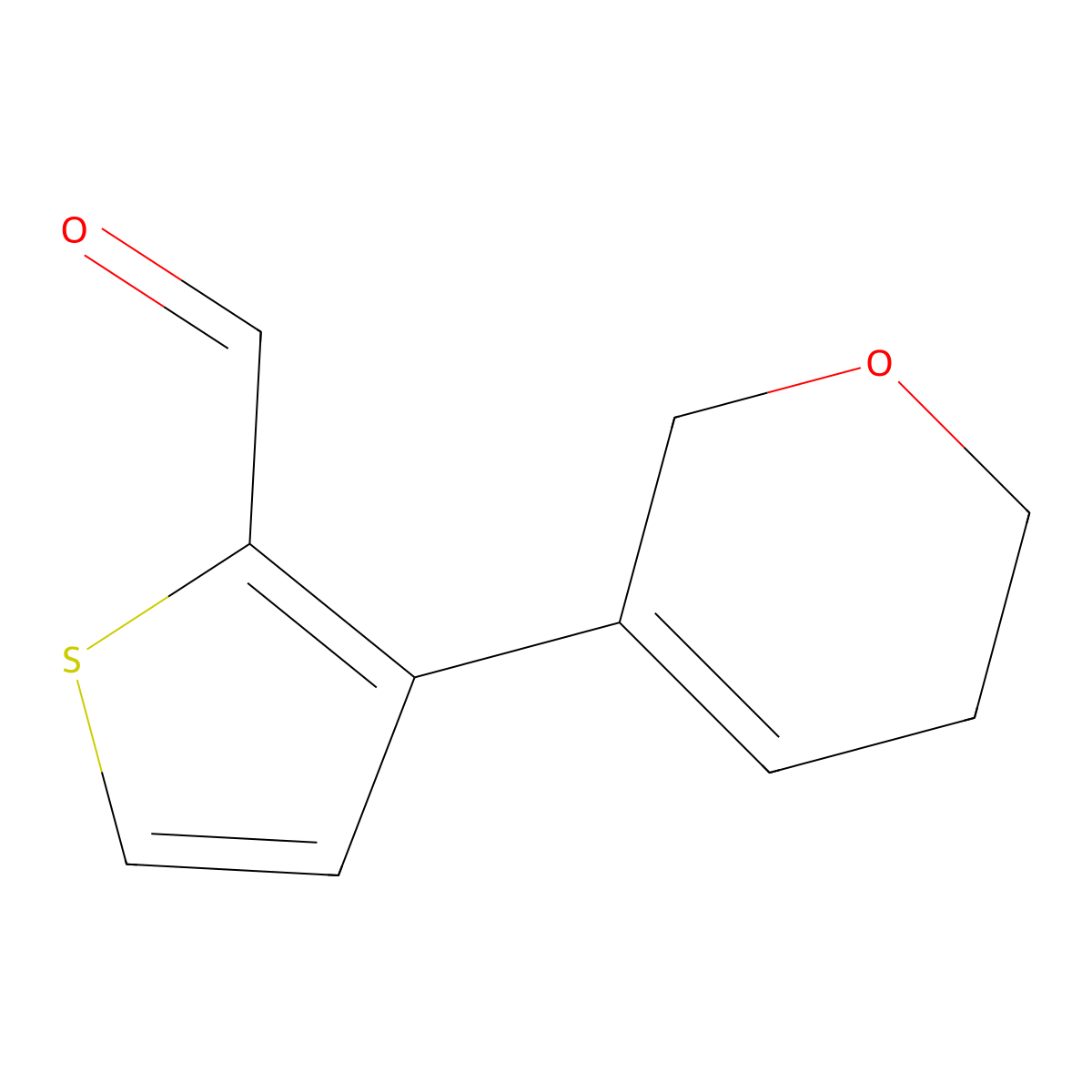 3-(5,6-dihydro-2H-pyran-3-yl)thiophene-2-carbaldehyde molecular structure, CAS 2138418-76-3