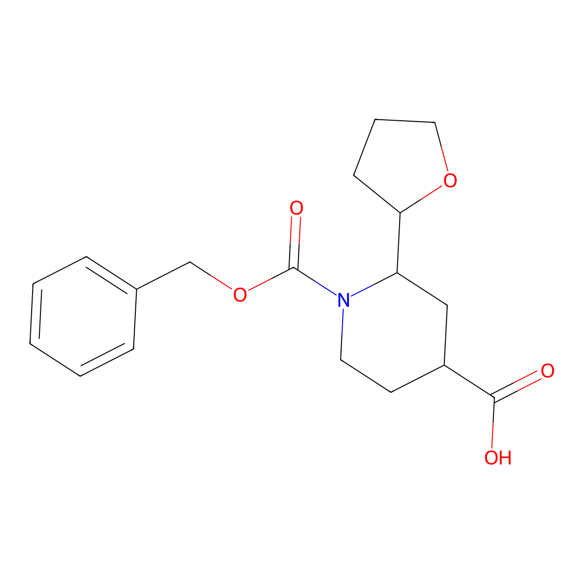 1-[(Benzyloxy)carbonyl]-2-(oxolan-2-yl)piperidine-4-carboxylic acid molecular structure, CAS 2138418-84-3