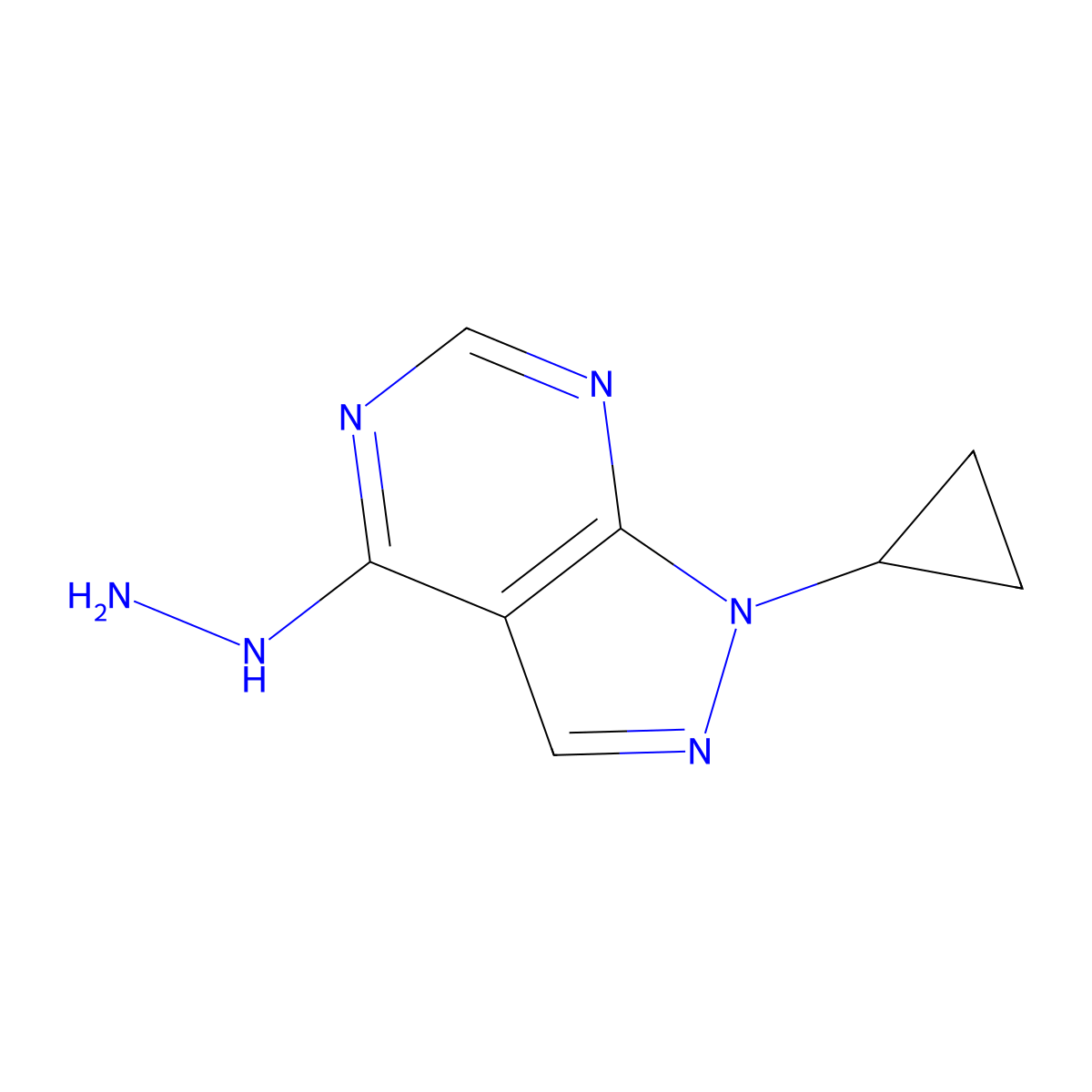 1-cyclopropyl-4-hydrazinyl-1H-pyrazolo[3,4-d]pyrimidine molecular structure, CAS 2138419-38-0