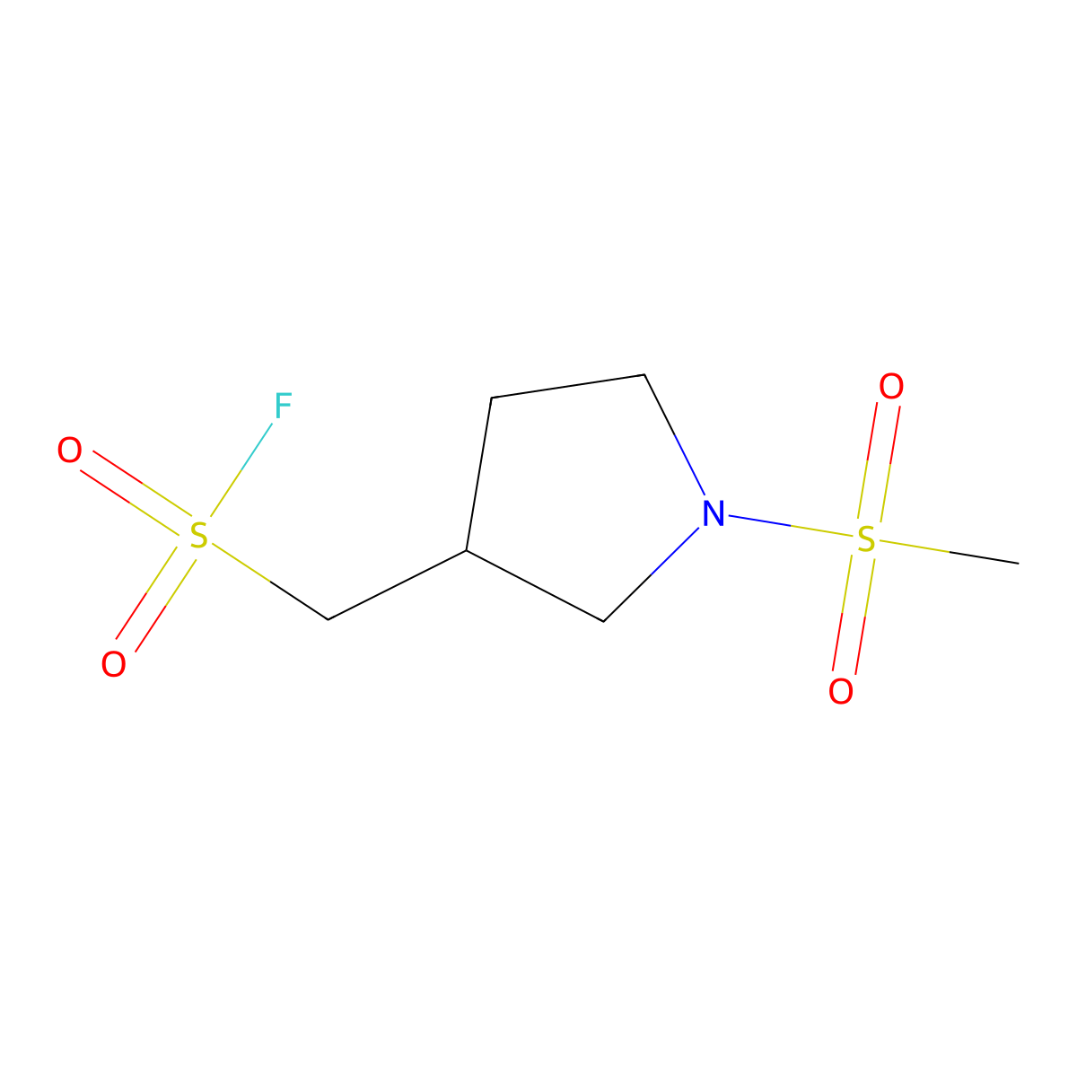 (1-Methanesulfonylpyrrolidin-3-yl)methanesulfonyl fluoride molecular structure, CAS 2138419-57-3