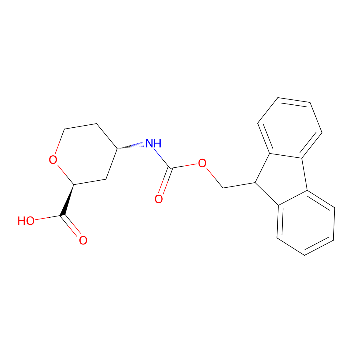 rac-(2R,4R)-4-({[(9H-fluoren-9-yl)methoxy]carbonyl}amino)oxane-2-carboxylic acid molecular structure, CAS 2138419-65-3