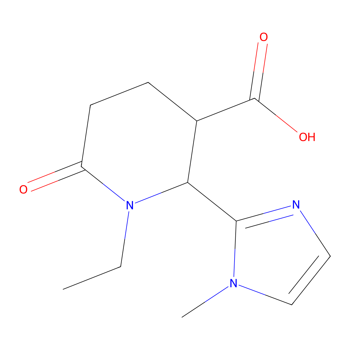 1-ethyl-2-(1-methyl-1H-imidazol-2-yl)-6-oxopiperidine-3-carboxylic acid molecular structure, CAS 2138420-34-3