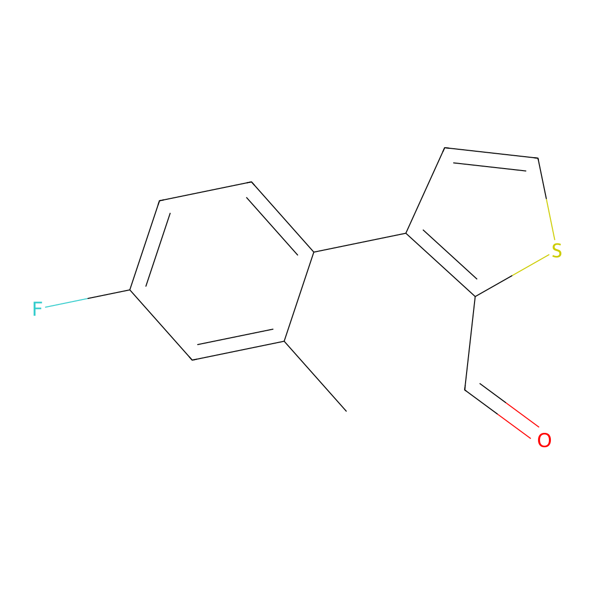 3-(4-Fluoro-2-methylphenyl)thiophene-2-carbaldehyde molecular structure, CAS 2138420-95-6