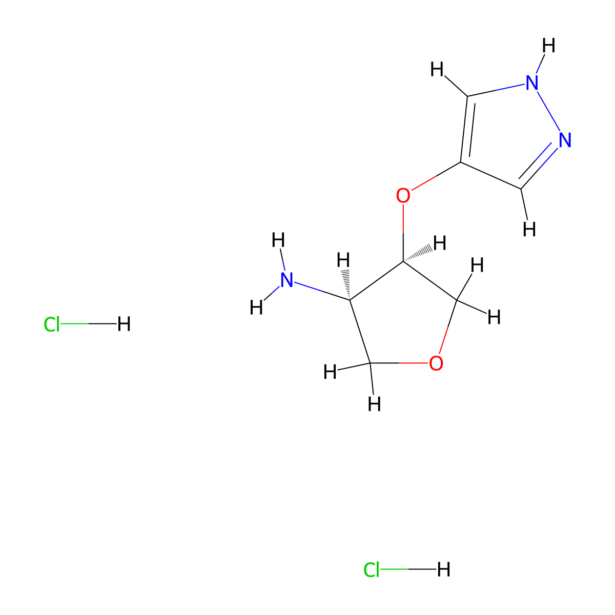 (3R,4R)-4-(1H-Pyrazol-4-yloxy)oxolan-3-amine;dihydrochloride molecular structure, CAS 2138421-75-5