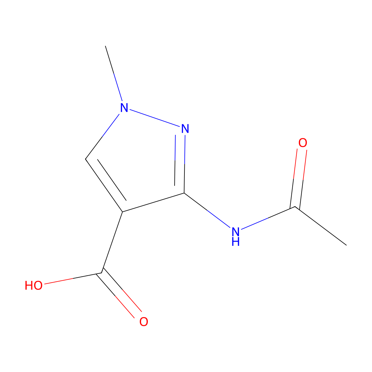 3-acetamido-1-methyl-1H-pyrazole-4-carboxylic acid molecular structure, CAS 2138421-93-7