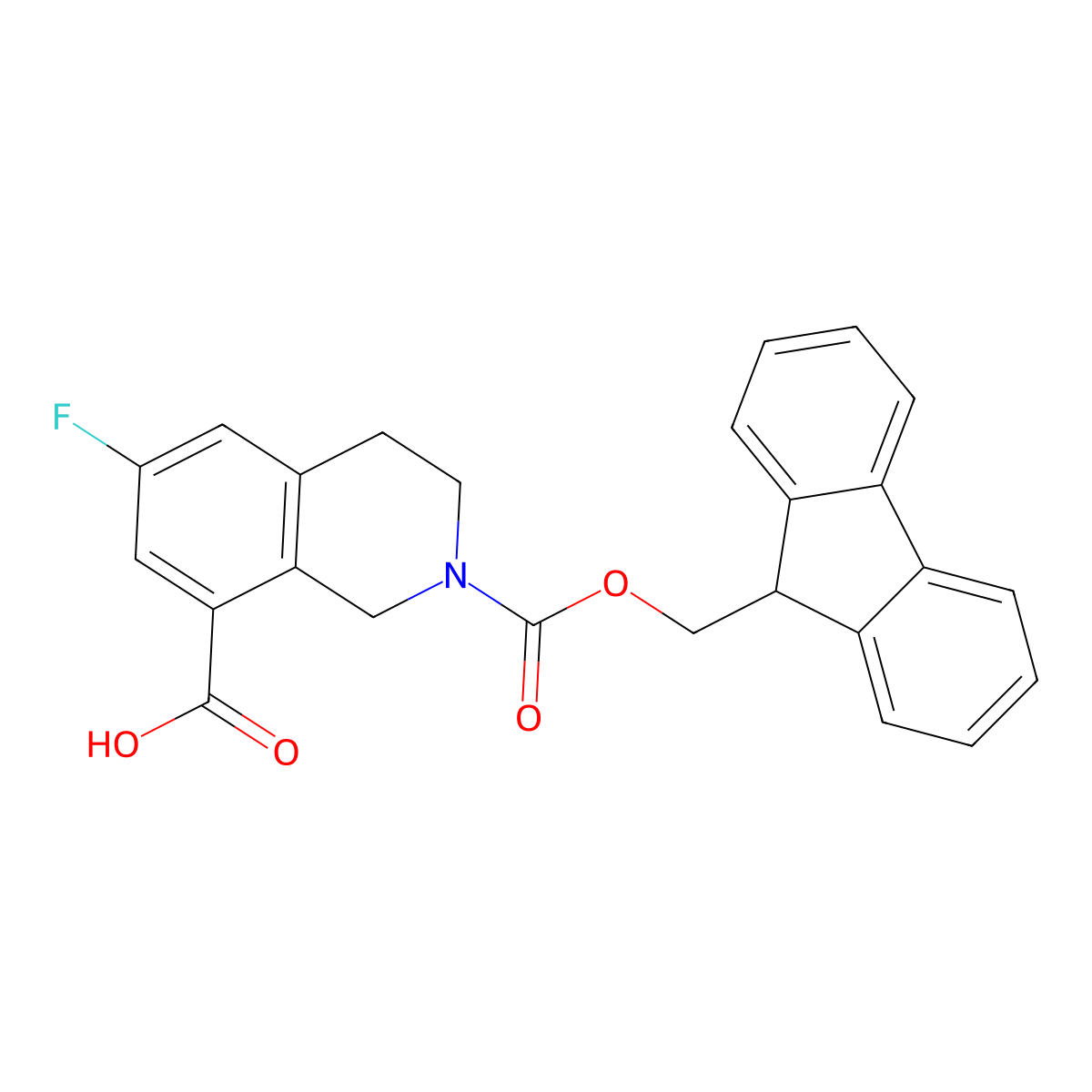 2-(9H-Fluoren-9-ylmethoxycarbonyl)-6-fluoro-3,4-dihydro-1H-isoquinoline-8-carboxylic acid molecular structure, CAS 2138422-18-9