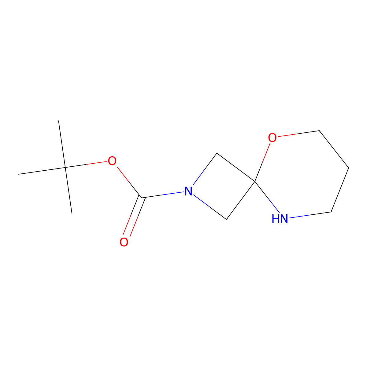 Tert-butyl 5-oxa-2,9-diazaspiro(3.5)nonane-2-carboxylate molecular structure, CAS 2138422-21-4