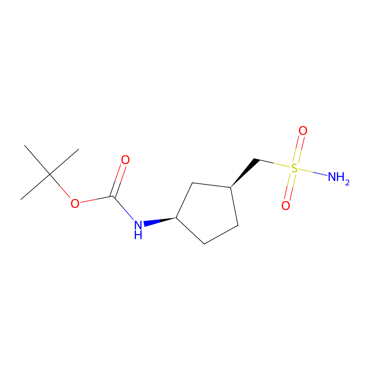 rac-tert-butyl N-[(1R,3S)-3-(sulfamoylmethyl)cyclopentyl]carbamate molecular structure, CAS 2138422-71-4