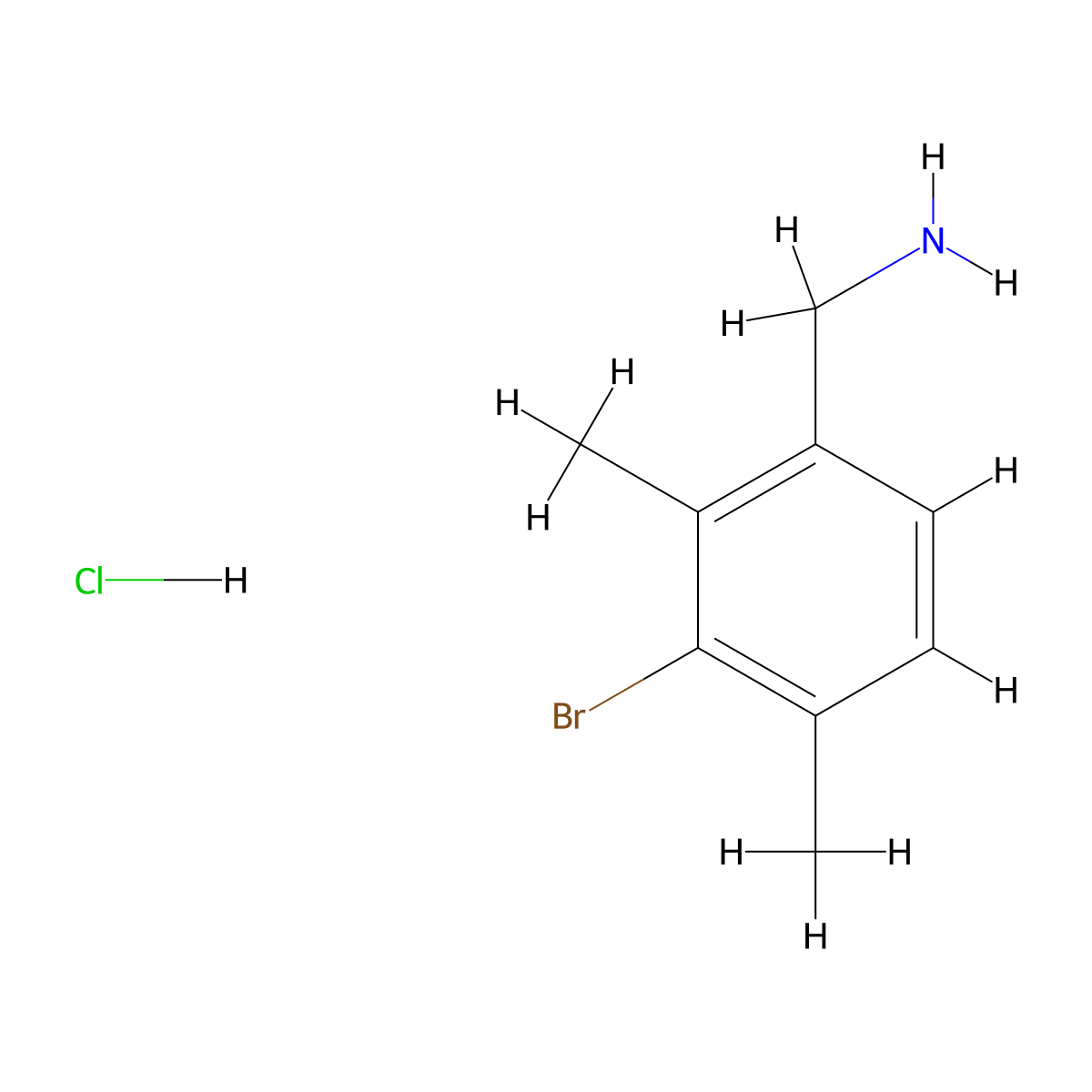 (3-Bromo-2,4-dimethylphenyl)methanamine hydrochloride molecular structure, CAS 2138422-97-4