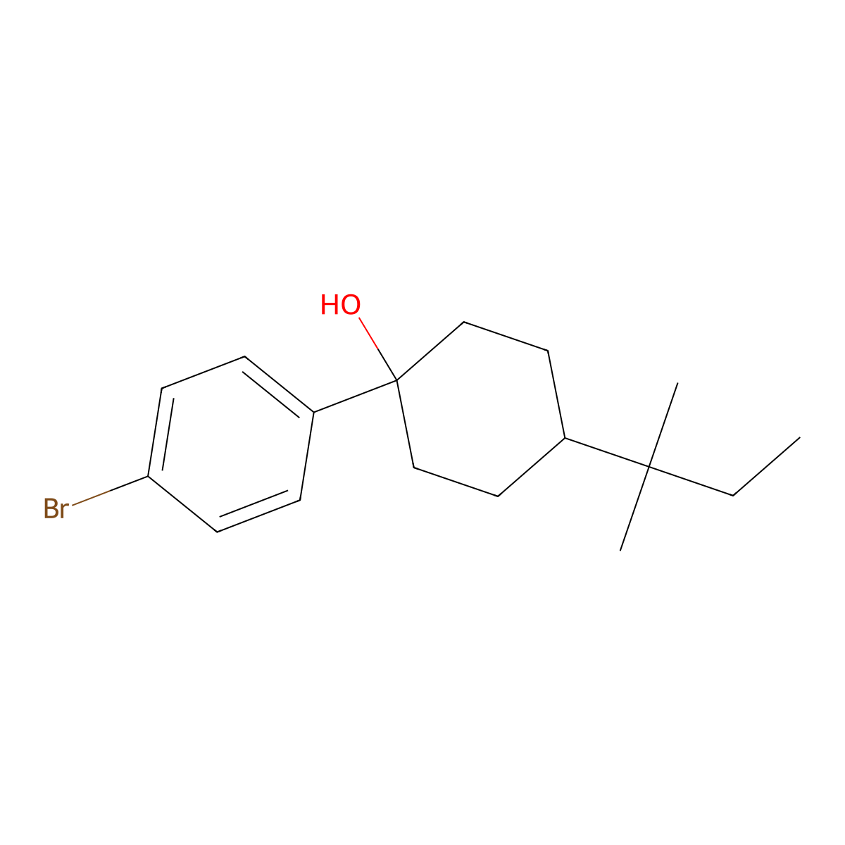 1-(4-Bromophenyl)-4-(2-methylbutan-2-yl)cyclohexan-1-ol molecular structure, CAS 2138423-38-6