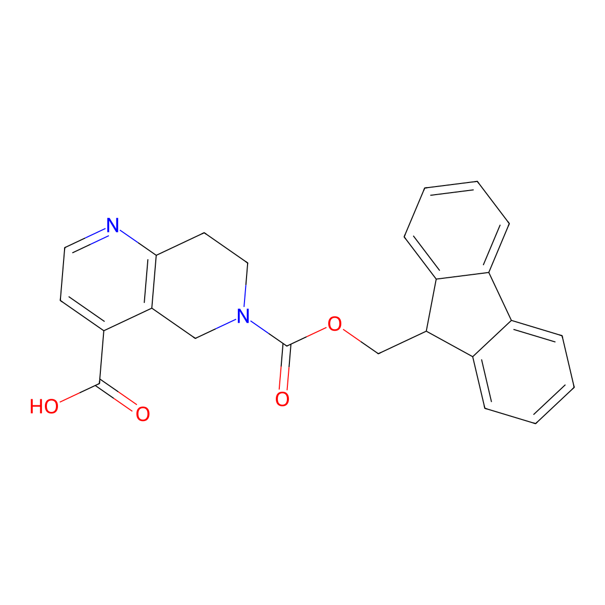 6-{[(9H-fluoren-9-yl)methoxy]carbonyl}-5,6,7,8-tetrahydro-1,6-naphthyridine-4-carboxylic acid molecular structure, CAS 2138423-46-6