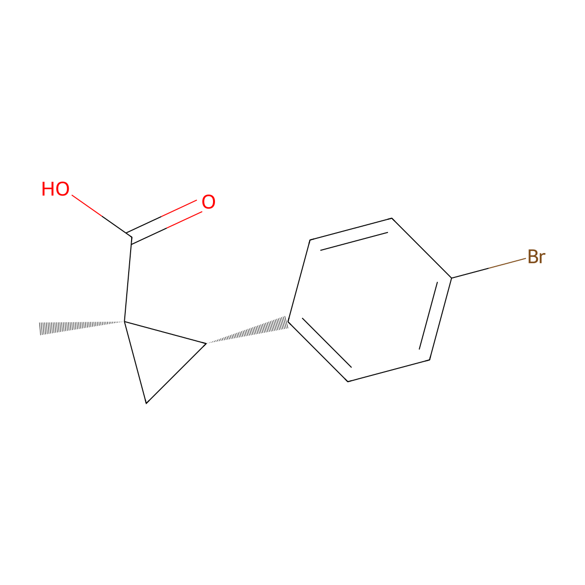 rac-(1R,2S)-2-(4-bromophenyl)-1-methylcyclopropane-1-carboxylic acid molecular structure, CAS 2138423-85-3