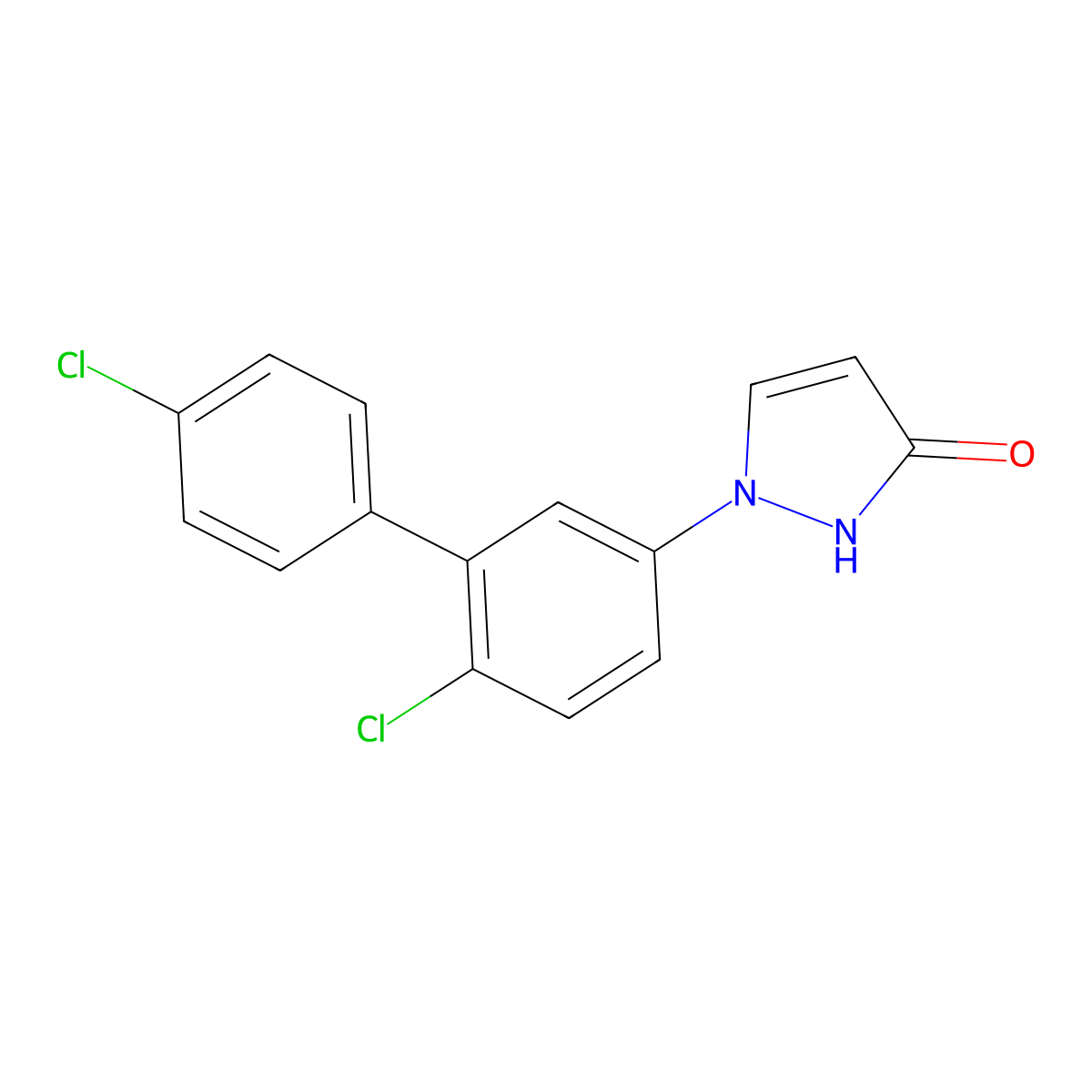 1-[4-chloro-3-(4-chlorophenyl)phenyl]-2,3-dihydro-1H-pyrazol-3-one molecular structure, CAS 2138424-49-2