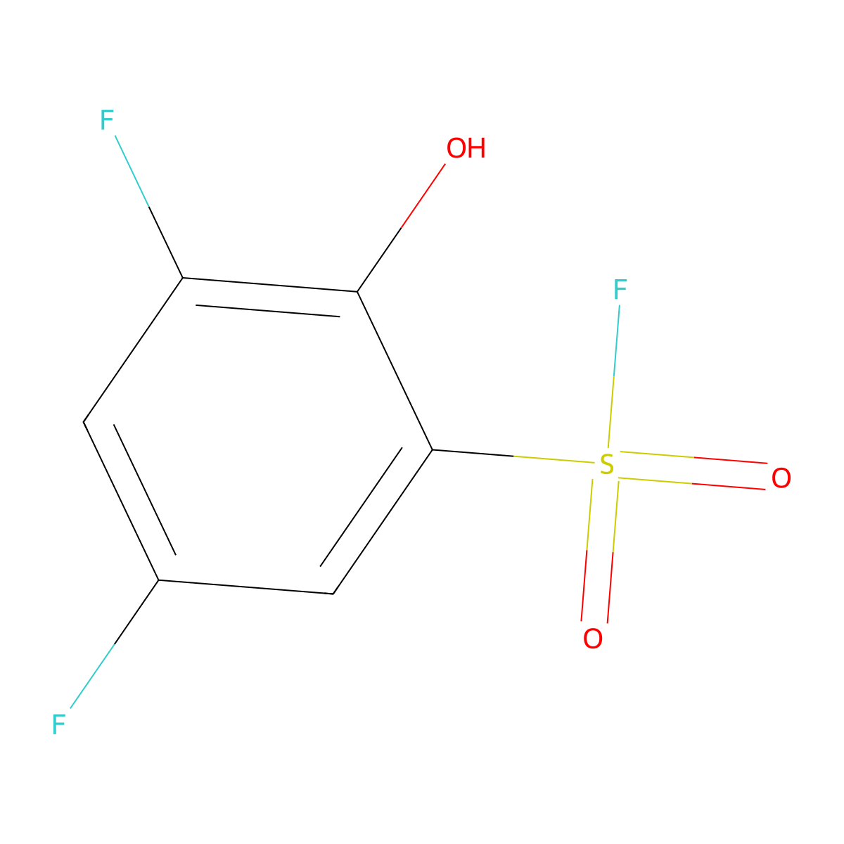 3,5-Difluoro-2-hydroxybenzene-1-sulfonyl fluoride molecular structure, CAS 2138425-21-3