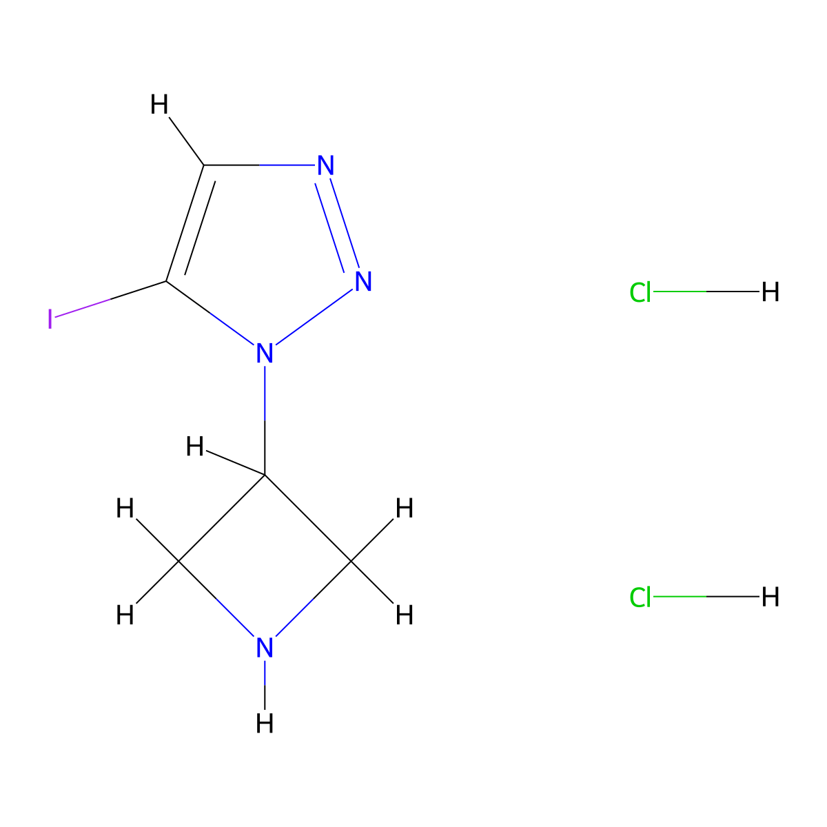 1-(azetidin-3-yl)-5-iodo-1H-1,2,3-triazole dihydrochloride molecular structure, CAS 2138425-54-2