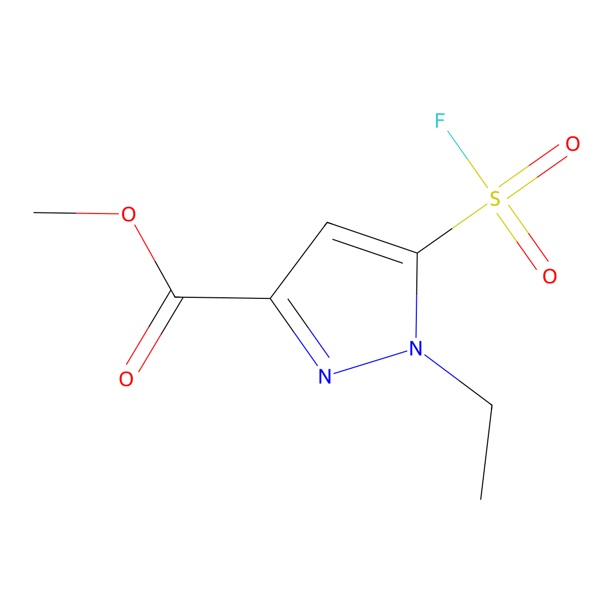 methyl 1-ethyl-5-(fluorosulfonyl)-1H-pyrazole-3-carboxylate molecular structure, CAS 2138426-51-2