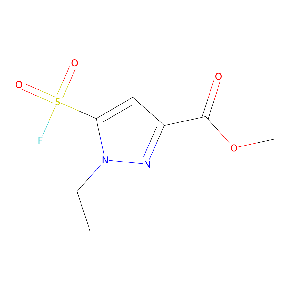 methyl 1-ethyl-5-(fluorosulfonyl)-1H-pyrazole-3-carboxylate molecular structure, CAS 2138426-51-2