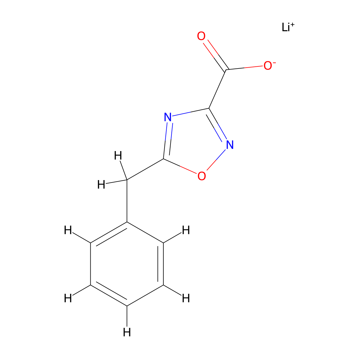 Lithium(1+) ion 5-benzyl-1,2,4-oxadiazole-3-carboxylate molecular structure, CAS 2138426-63-6