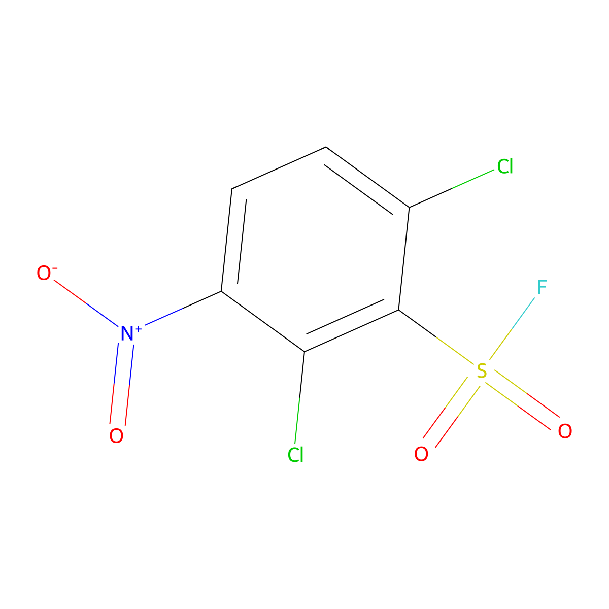 2,6-Dichloro-3-nitrobenzene-1-sulfonyl fluoride molecular structure, CAS 2138426-79-4