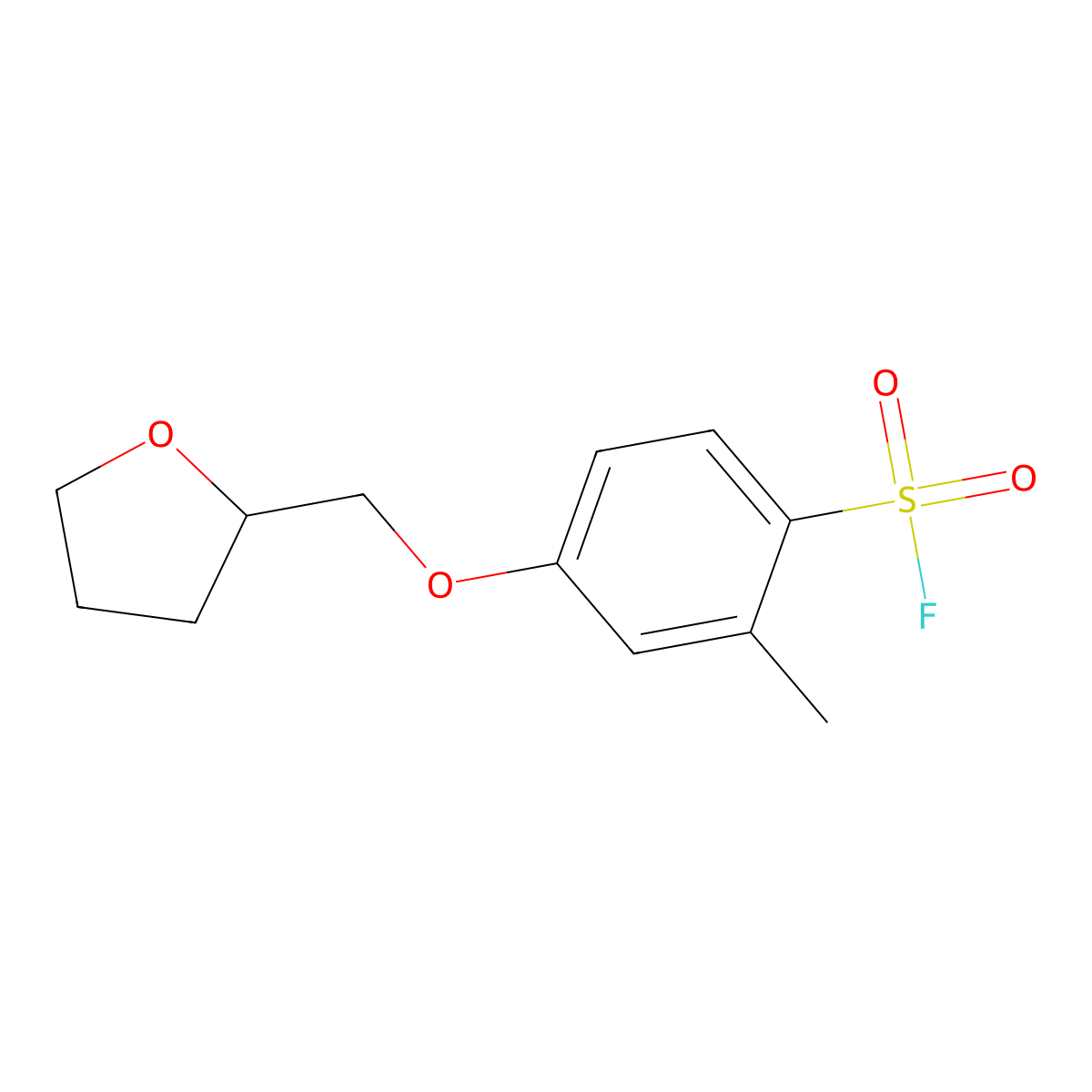 2-Methyl-4-[(oxolan-2-yl)methoxy]benzene-1-sulfonyl fluoride molecular structure, CAS 2138426-95-4