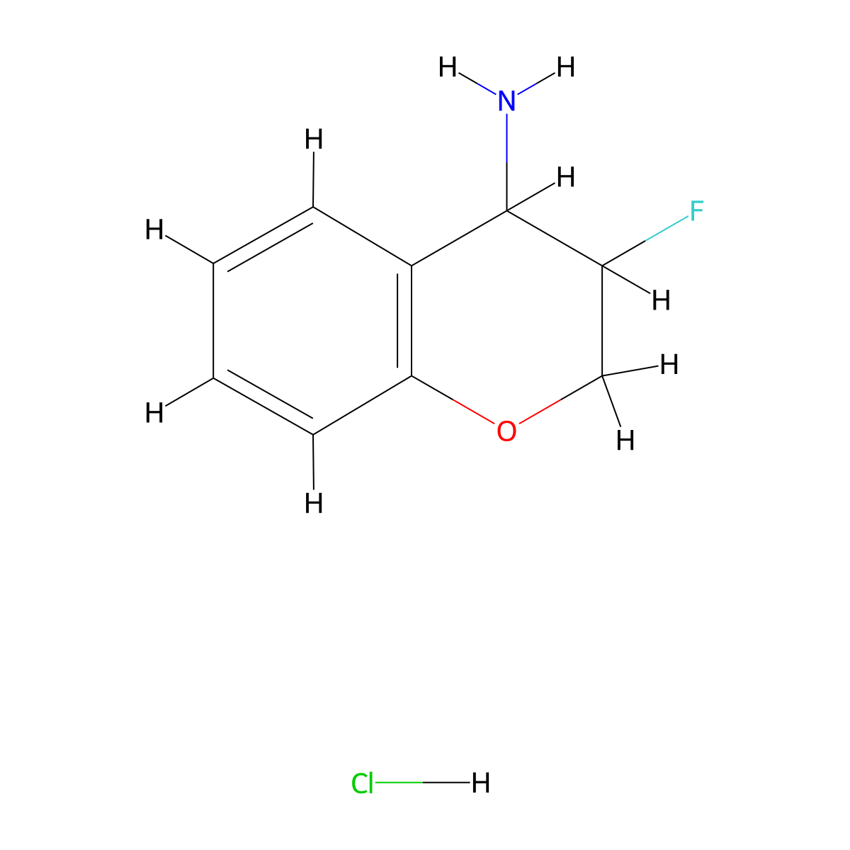 3-fluoro-3,4-dihydro-2H-1-benzopyran-4-amine hydrochloride molecular structure, CAS 2138427-08-2