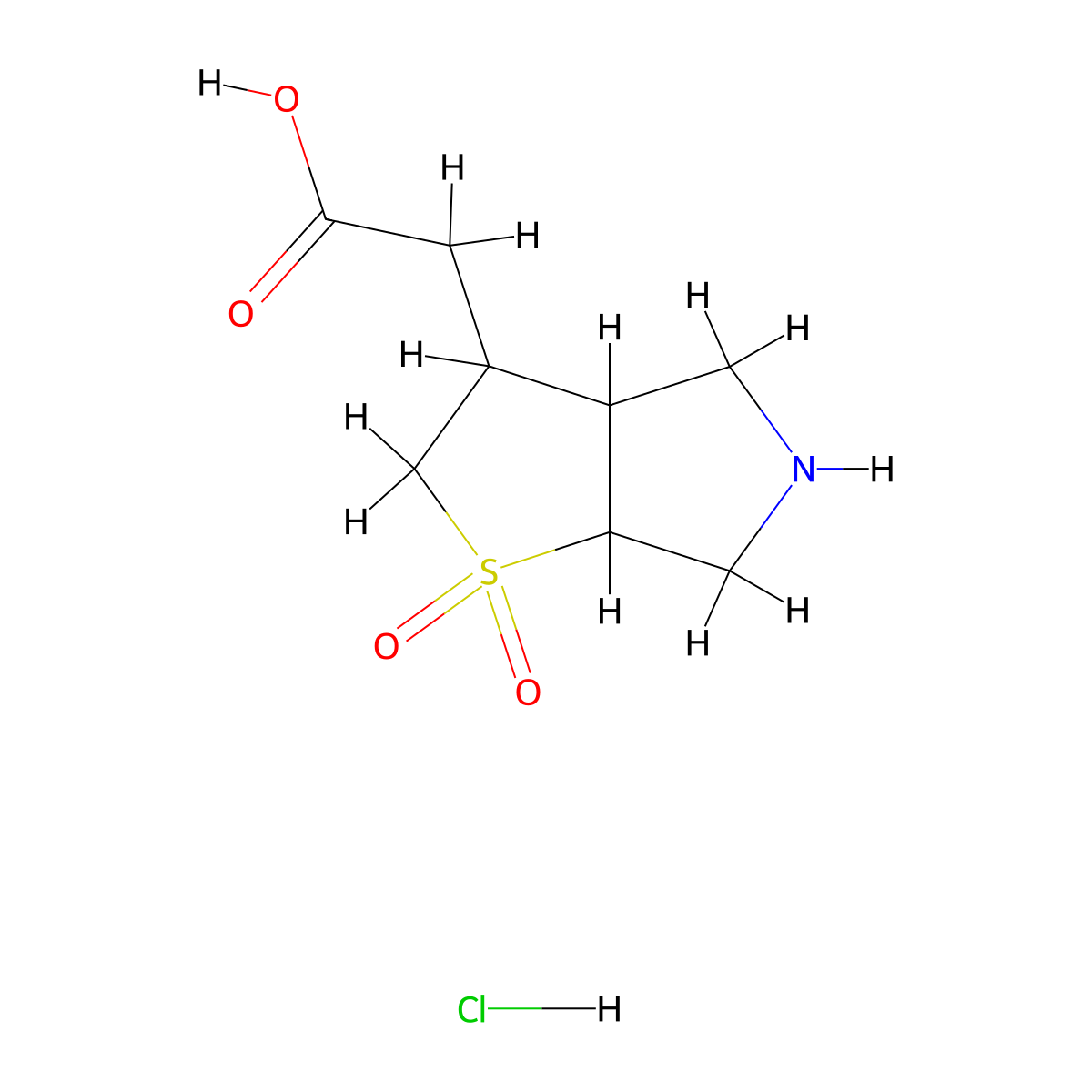 2-{1,1-dioxo-hexahydro-2H-1lambda6-thieno[2,3-c]pyrrol-3-yl}acetic acid hydrochloride molecular structure, CAS 2138427-27-5