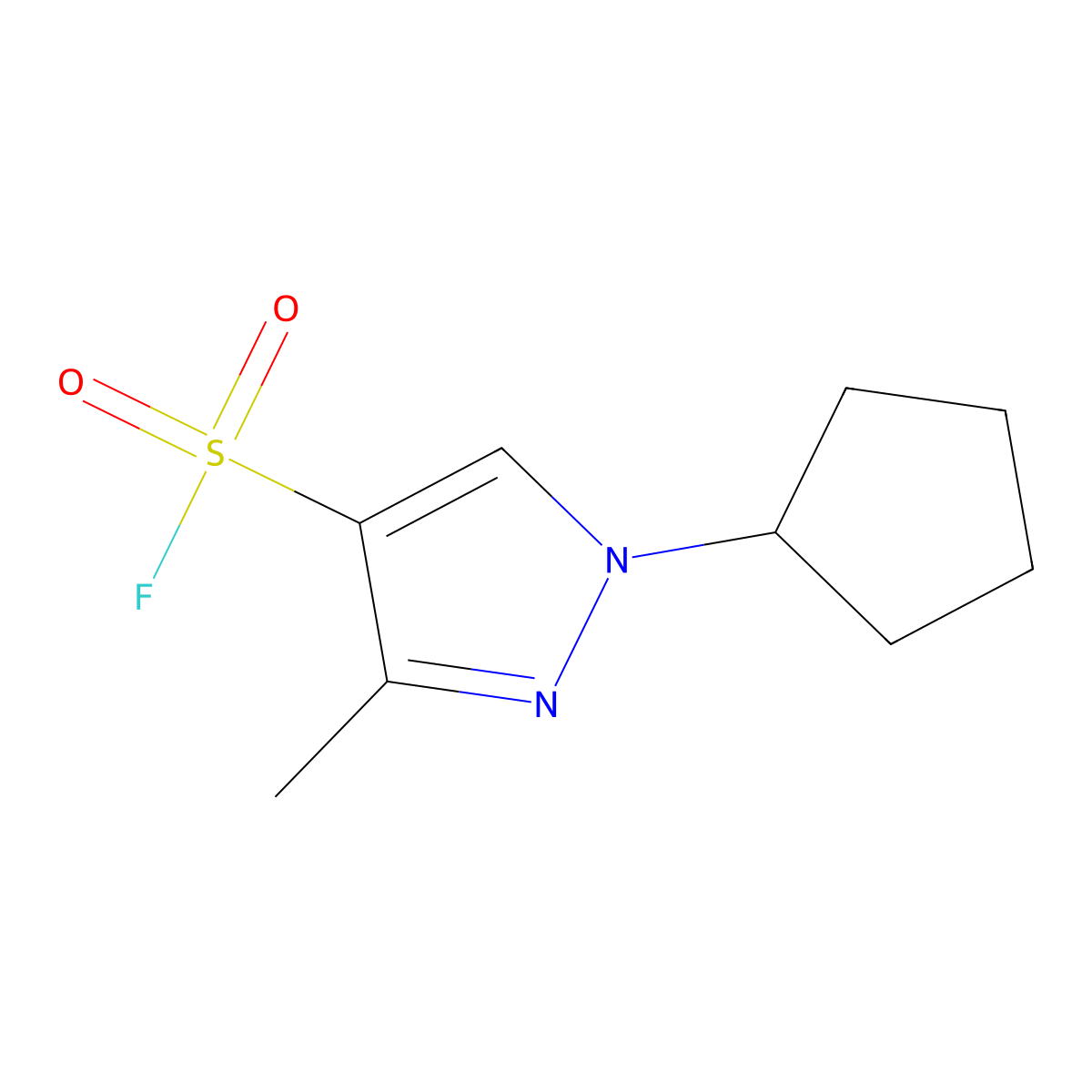 1-cyclopentyl-3-methyl-1H-pyrazole-4-sulfonyl fluoride molecular structure, CAS 2138427-39-9