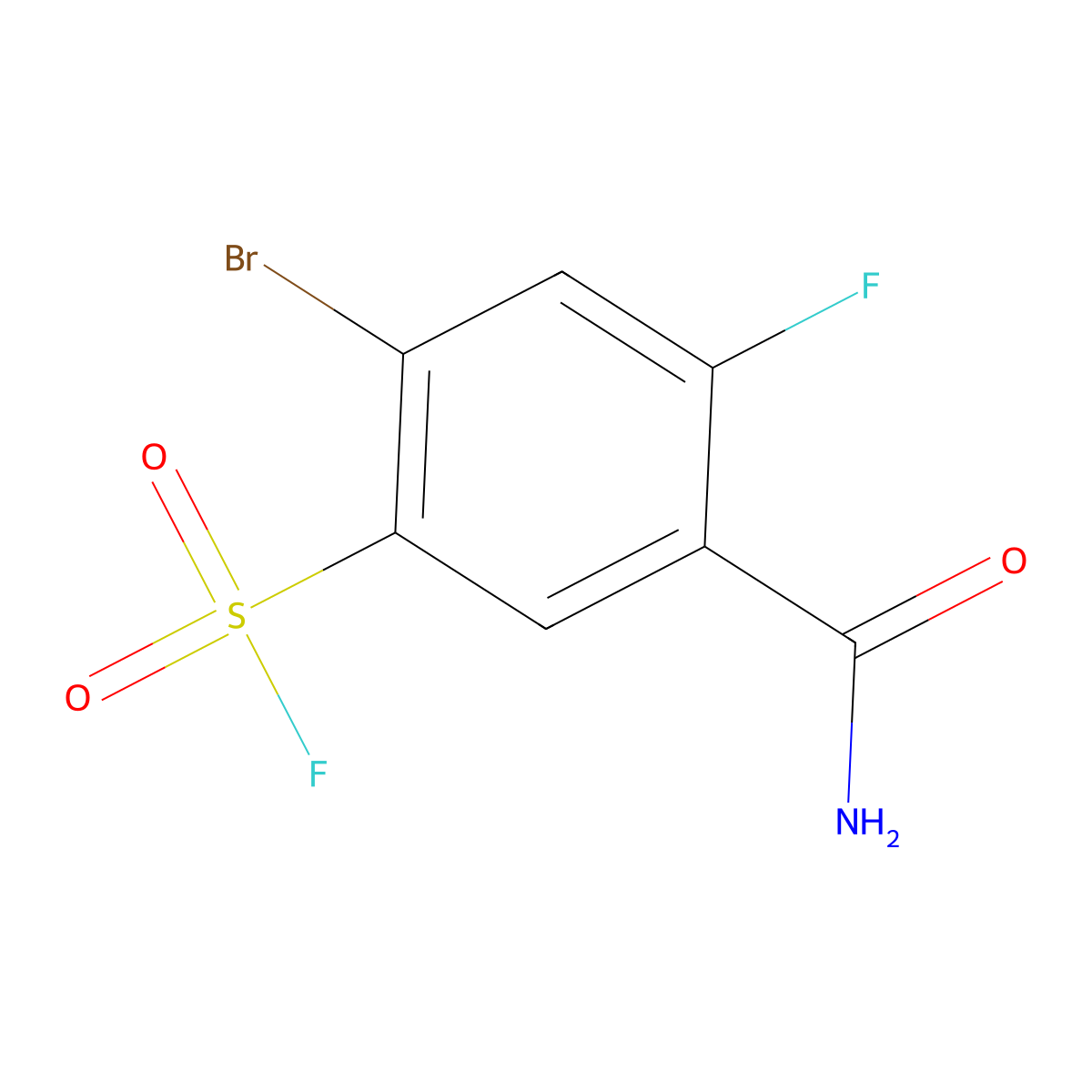 2-Bromo-5-carbamoyl-4-fluorobenzene-1-sulfonyl fluoride molecular structure, CAS 2138427-66-2