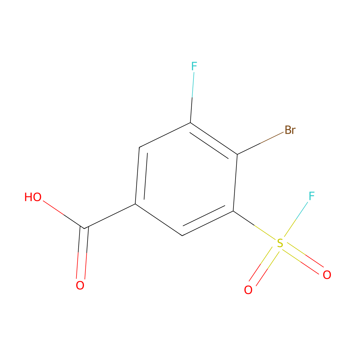 4-Bromo-3-fluoro-5-(fluorosulfonyl)benzoic acid molecular structure, CAS 2138428-35-8