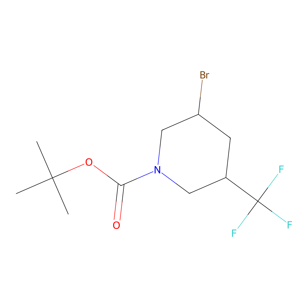 Tert-butyl 3-bromo-5-(trifluoromethyl)piperidine-1-carboxylate molecular structure, CAS 2138428-46-1