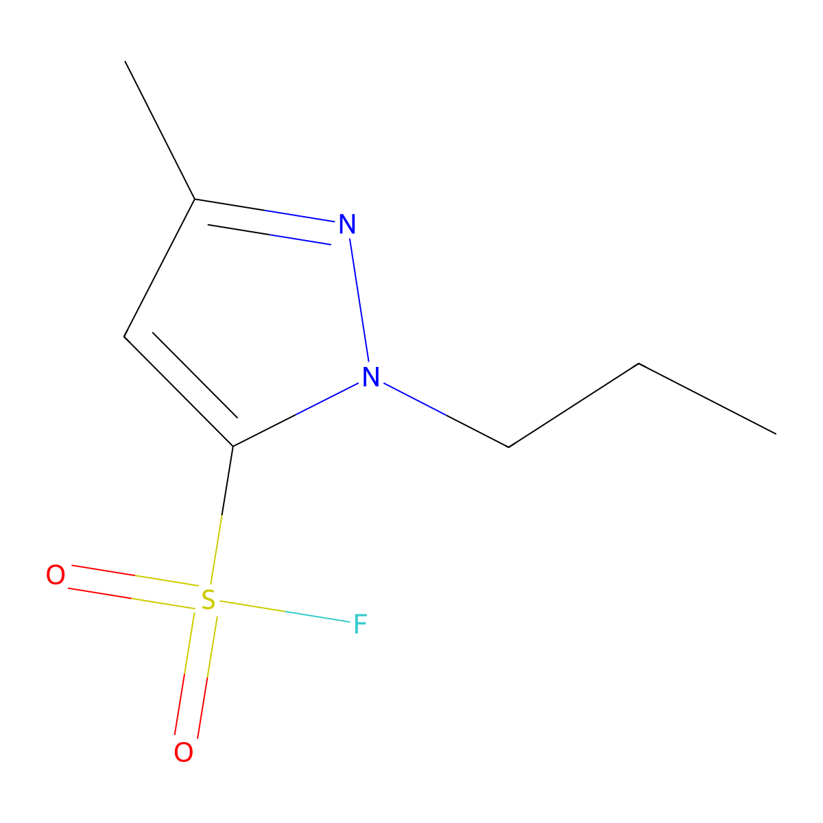 3-methyl-1-propyl-1H-pyrazole-5-sulfonyl fluoride molecular structure, CAS 2138428-59-6