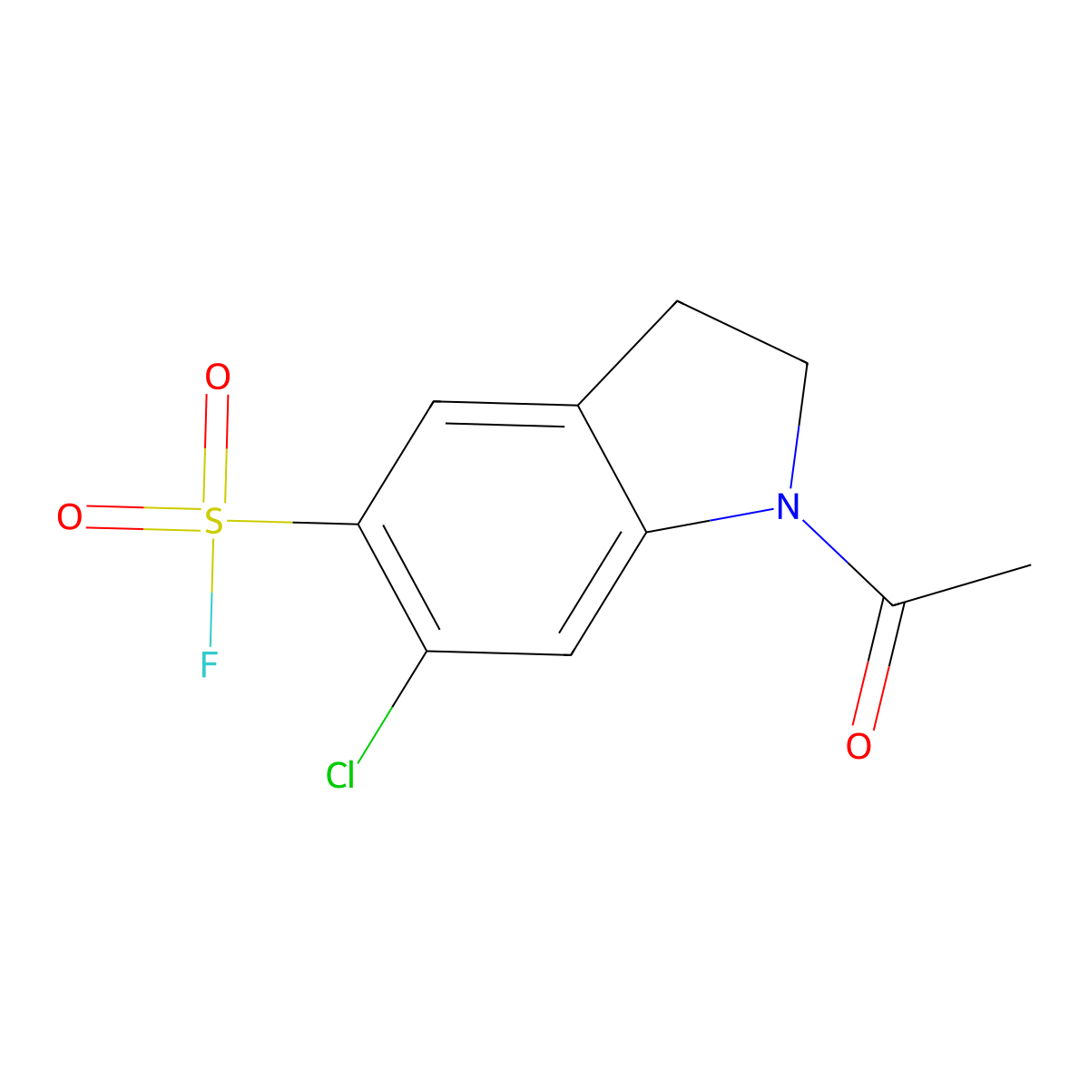 1-acetyl-6-chloro-2,3-dihydro-1H-indole-5-sulfonyl fluoride molecular structure, CAS 2138429-05-5