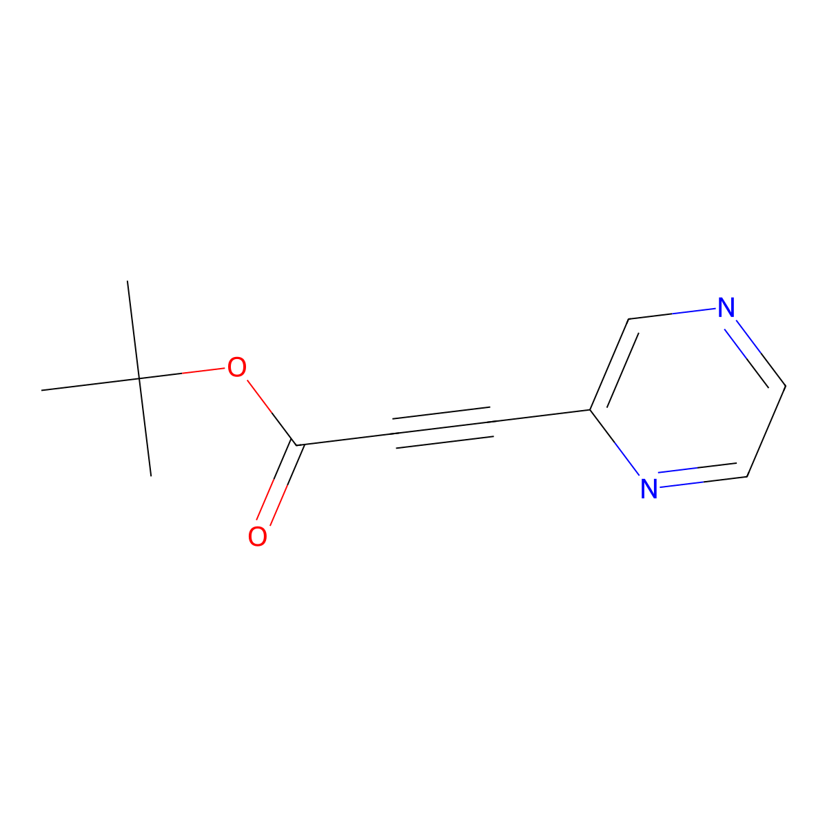 Tert-butyl 3-(pyrazin-2-yl)prop-2-ynoate molecular structure, CAS 2138429-65-7