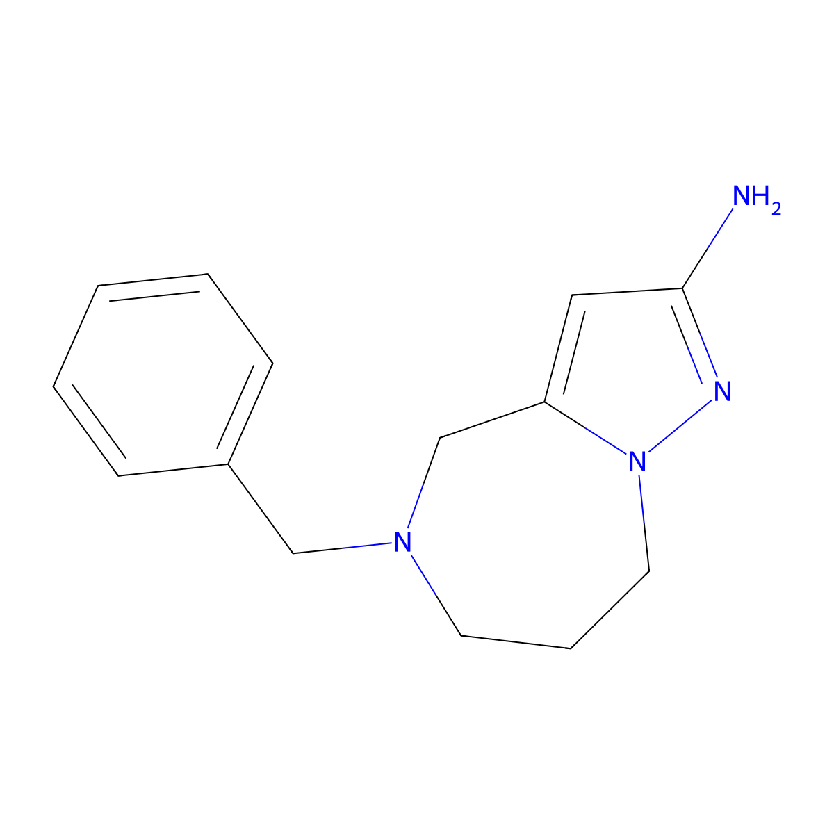 5-benzyl-4H,5H,6H,7H,8H-pyrazolo[1,5-a][1,4]diazepin-2-amine molecular structure, CAS 2138429-68-0