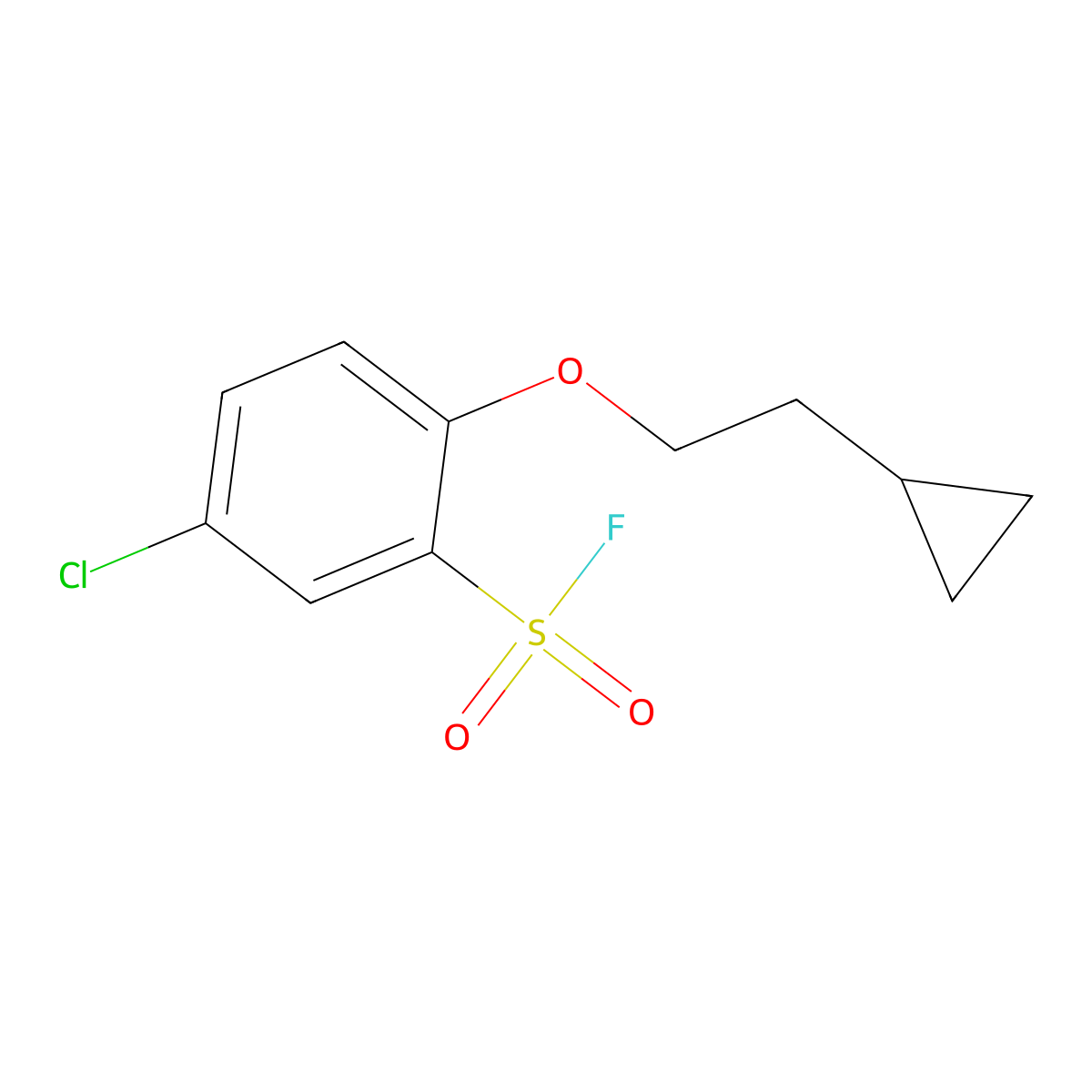 5-Chloro-2-(2-cyclopropylethoxy)benzene-1-sulfonyl fluoride molecular structure, CAS 2138429-81-7