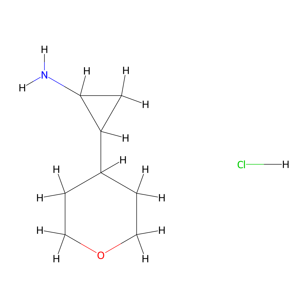 2-(Oxan-4-yl)cyclopropan-1-amine hydrochloride molecular structure, CAS 2138430-14-3