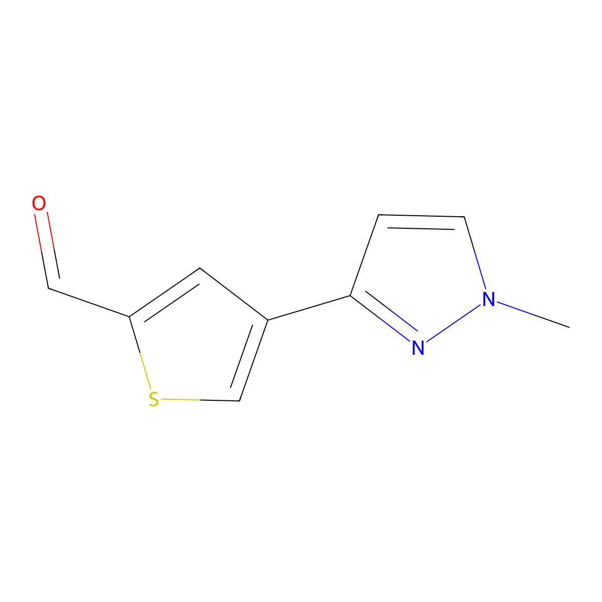 4-(1-methyl-1H-pyrazol-3-yl)thiophene-2-carbaldehyde molecular structure, CAS 2138430-23-4